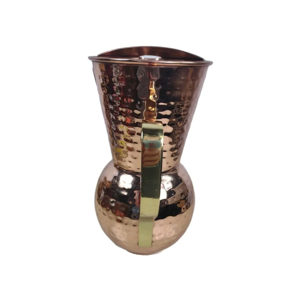 Hammered Copper Plated Pitcher Water Cocktail Decor Brass Handle Napa Style 9.5